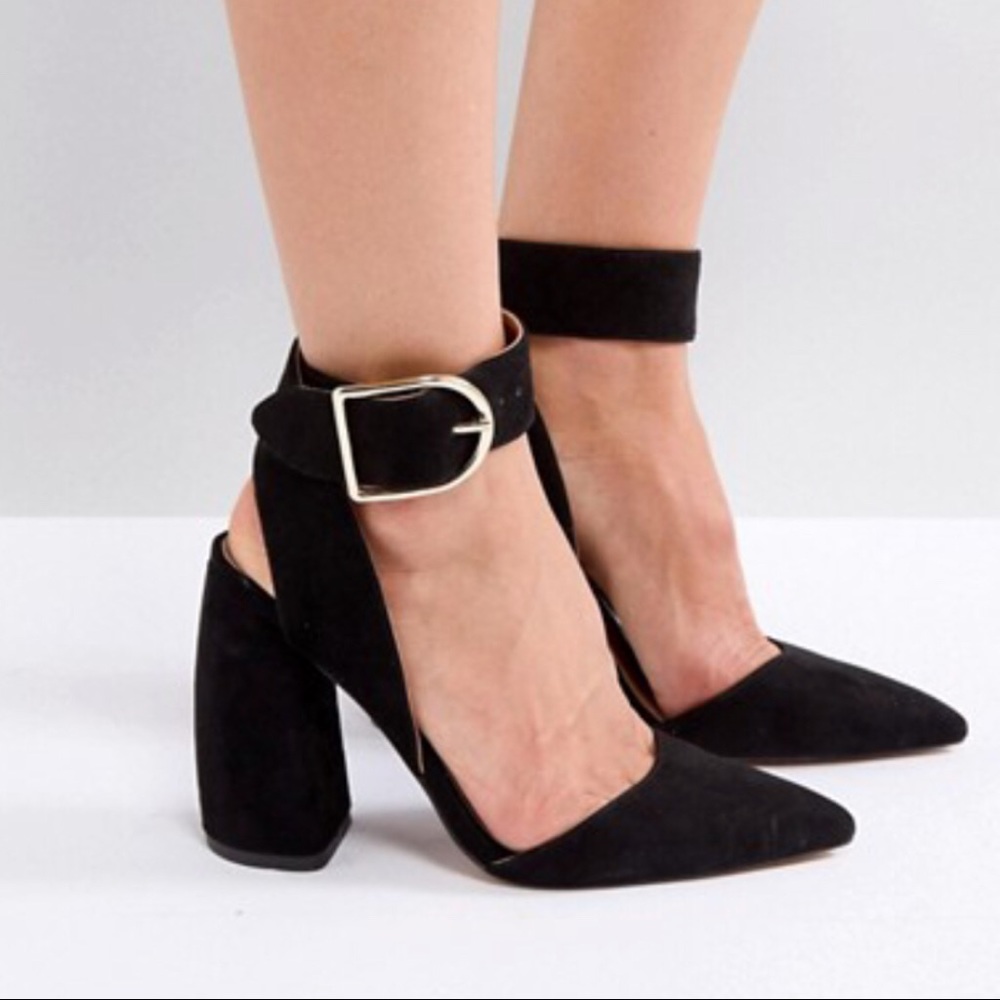 💫ASOS Gold Buckle Ankle Strap Pointed Heels 👠